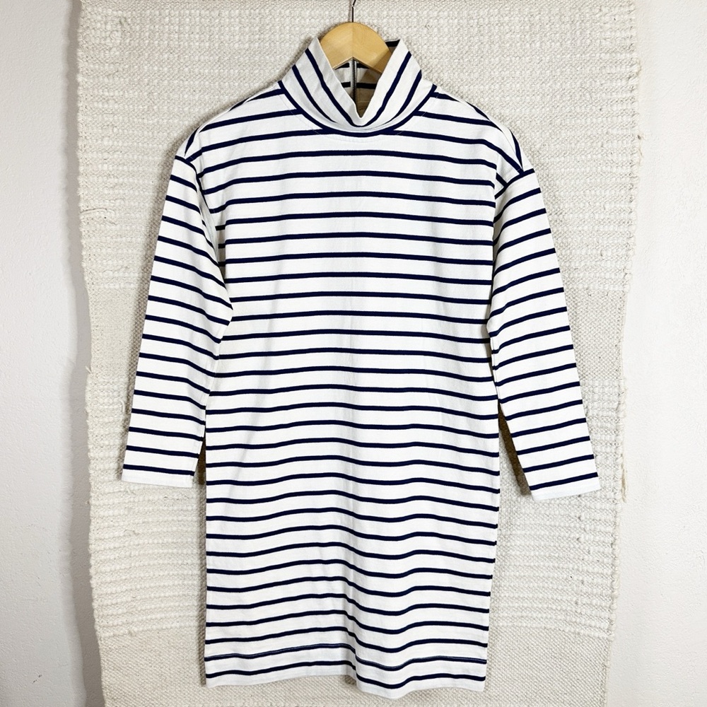 VINEYARD VINES cream and navy striped Funnel Neck dress XS NEW